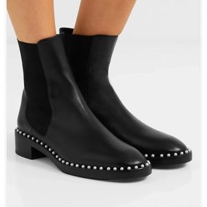 Stuart Weitzman Cline leather and pearl booties